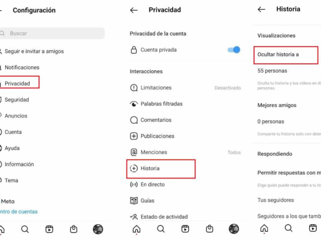 Cómo ocultar historias en Instagram